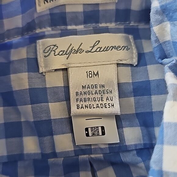 RALPH LAUREN Checkered Button Down Shirt - 18 Months - Picture 5 of 6